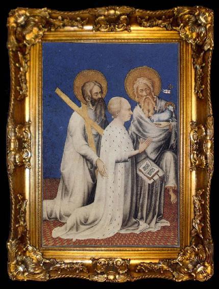 framed  Andre Beauneveu The Duc de Berry between his Patron Saints Andrew and John the Baptist, ta009-2